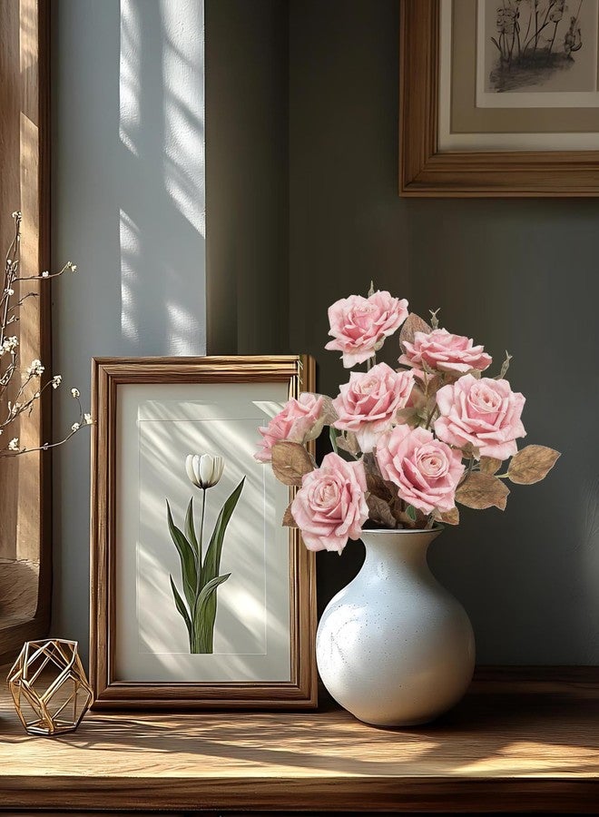 DuHouse 4pcs Artificial Vintage Roses Fake Silk Rose with Long Stem for Flower Arrangement Wedding Centerpiece Party Table Decoration(Pink) - Image 4
